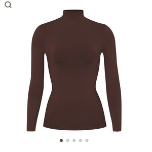 Skims Soft Smoothing Turtleneck Top in Cocoa